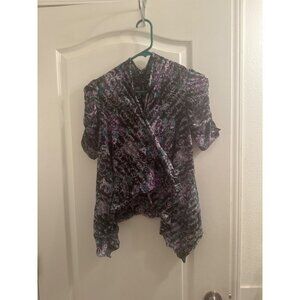 Almost Famous Womens Floral Print Cardigan Size L Polyester/Cotton Blend Made In